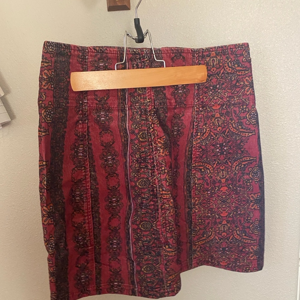 Free People Red and Black Patterned Mini Skirt